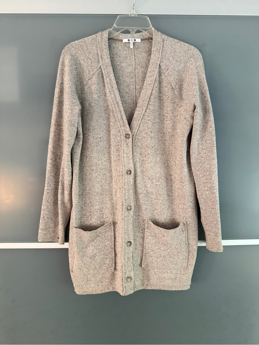 Long Wool-blend Button-front Cardigan